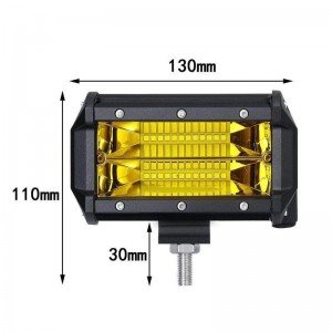 Светодиодная фара желтая 72W 12/24V 13 см