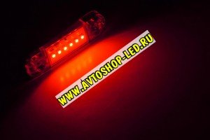 Фонарь габаритный светодиодный Samsung 6 LED красный 12/24В