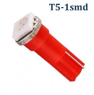 Светодиодная лампа T5 - 1 SMD Красная 24V