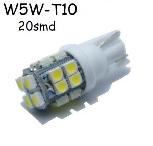 Светодиодная лампа T10 W5W 20 SMD Белая 24V