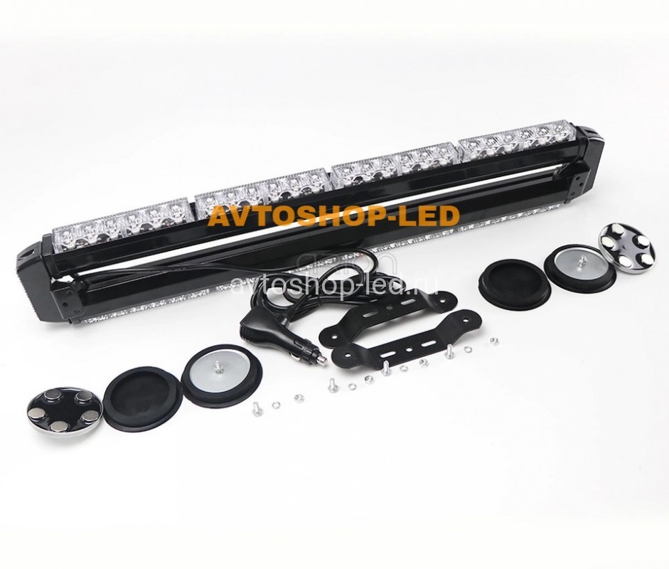 Мигалка светодиодная на крышу желтая 4-х сторонняя 56LED 10-30V 68 см