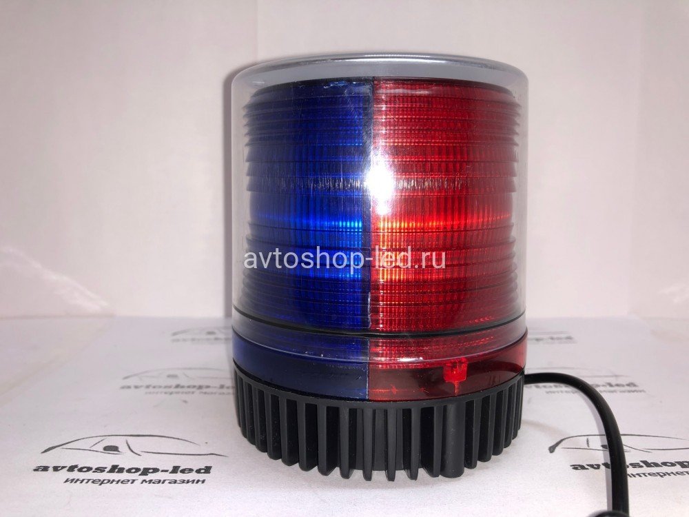 Маяк светодиодный Красно Синий FBU 12/24V 2 режима 9,5см