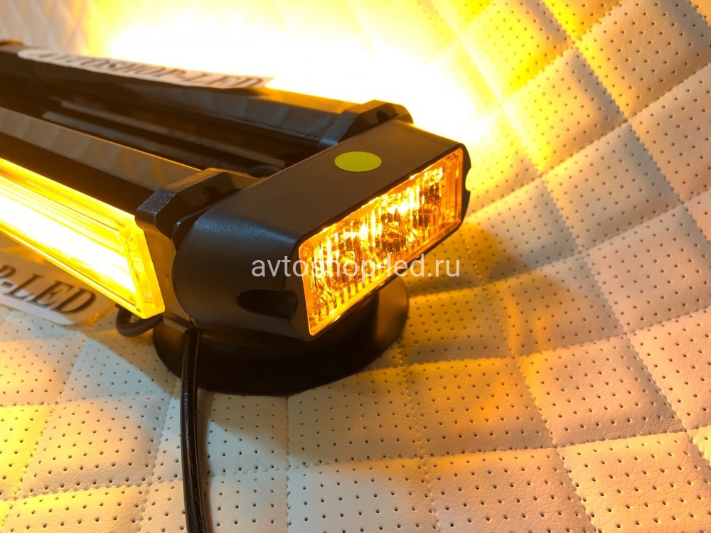 Балка светодиодная 4-х сторонняя желтая COB-LED 10-30V 36 см