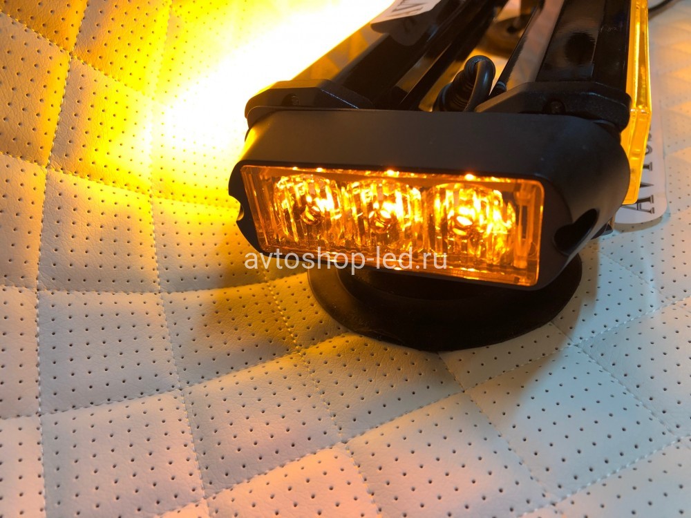 Балка светодиодная 4-х сторонняя желтая COB-LED 10-30V 36 см