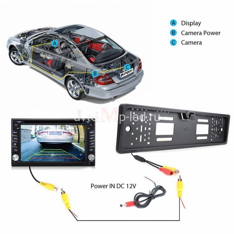 Номерная рамка с Камерой заднего вида