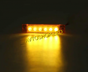 Стробоскопы желтые светодиодные 6 LED 12/24V 6 шт