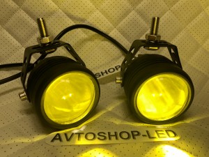 Фaры led Линзы Лазерные с кронштейном 12/24V 30W Белые/ Желтые