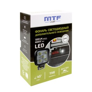 Фонарь светодиодный MTF LIGHT 11W 12-60В, 1200лм, 6000К, квадратный