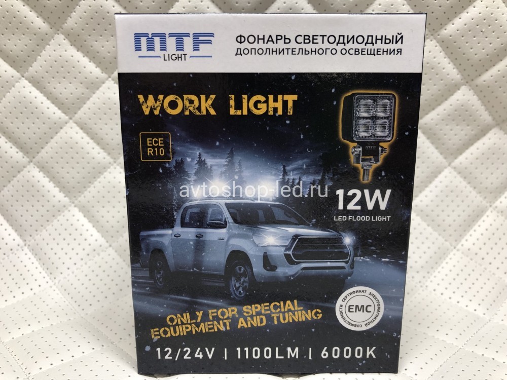 Фонарь светодиодный MTF LIGHT 12W 12/24В, 12Вт, 1100лм, 6000К