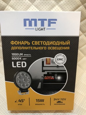 Фонарь светодиодный MTF LIGHT 15W 12-60В, 1950лм, 6000К