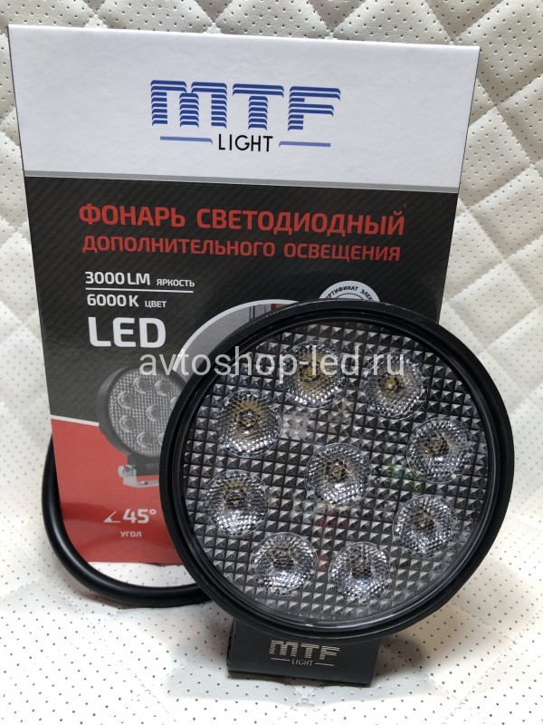 Фонарь светодиодный MTF LIGHT 27W 12-60В, 3000лм, 6000К
