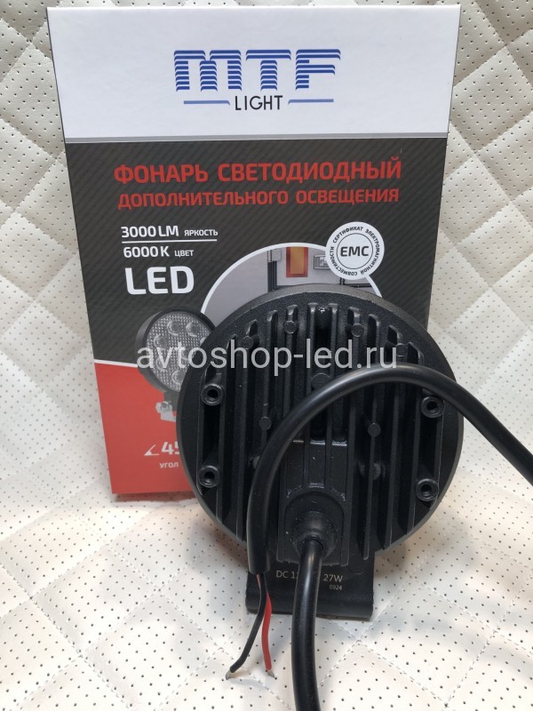 Фонарь светодиодный MTF LIGHT 27W 12-60В, 3000лм, 6000К