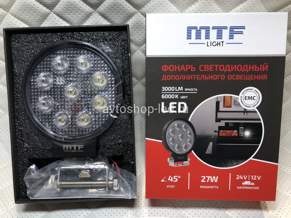 Фонарь светодиодный MTF LIGHT 27W 12-60В, 3000лм, 6000К