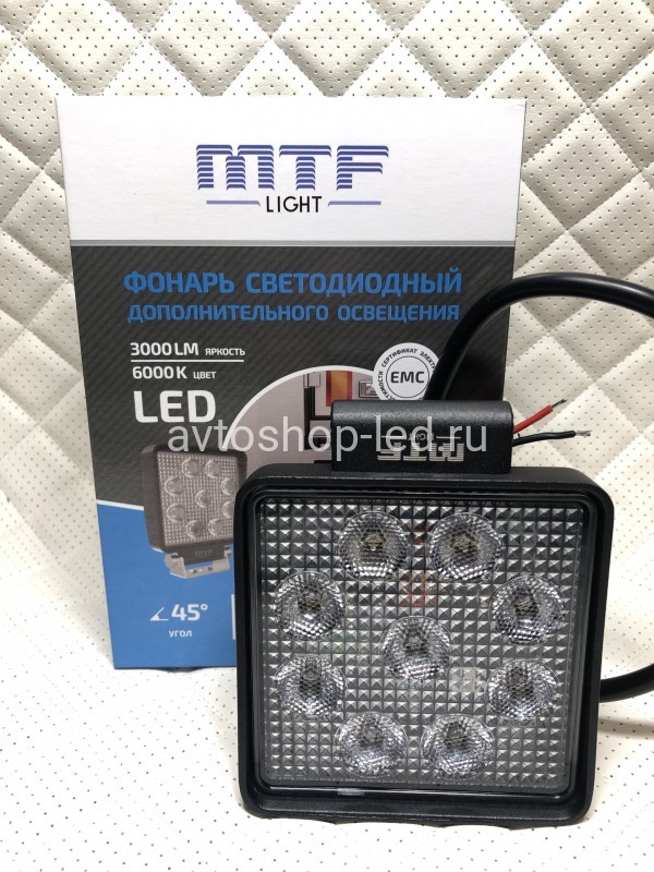 Фонарь светодиодный MTF LIGHT 27W 12-60В, 3000лм, 6000К