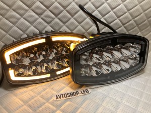 Светодиодные фары Прожектор LED с дхо для авто 12/24V 2 шт