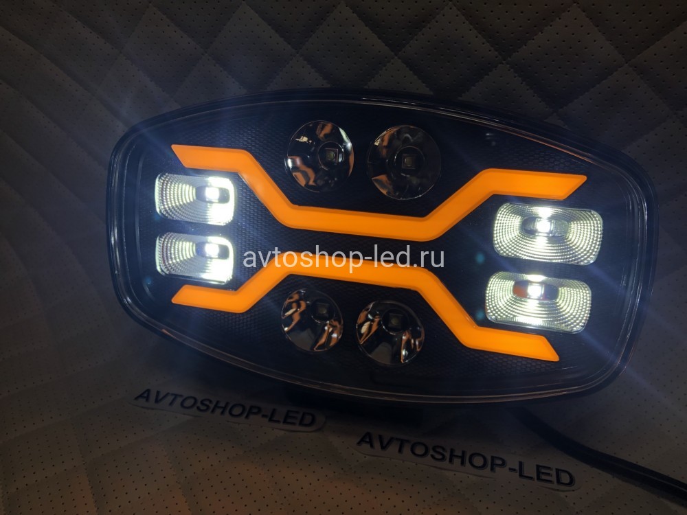 Светодиодные фары led дальнего света с дхо для авто 12/24V 4 шт