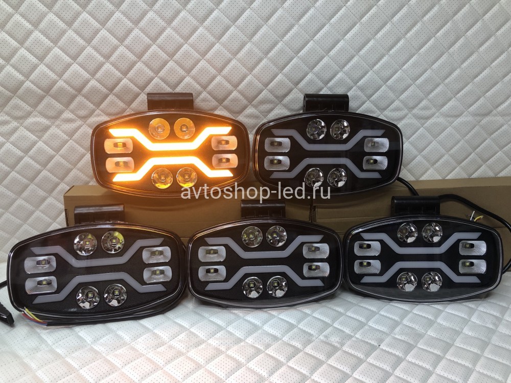 Светодиодные фары led дальнего света с дхо для авто 12/24V 5 шт