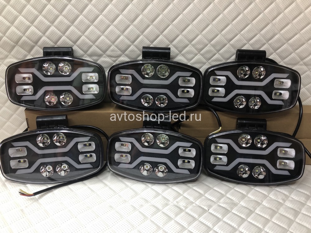 Светодиодные фары led дальнего света с дхо для авто 12/24V 6 шт