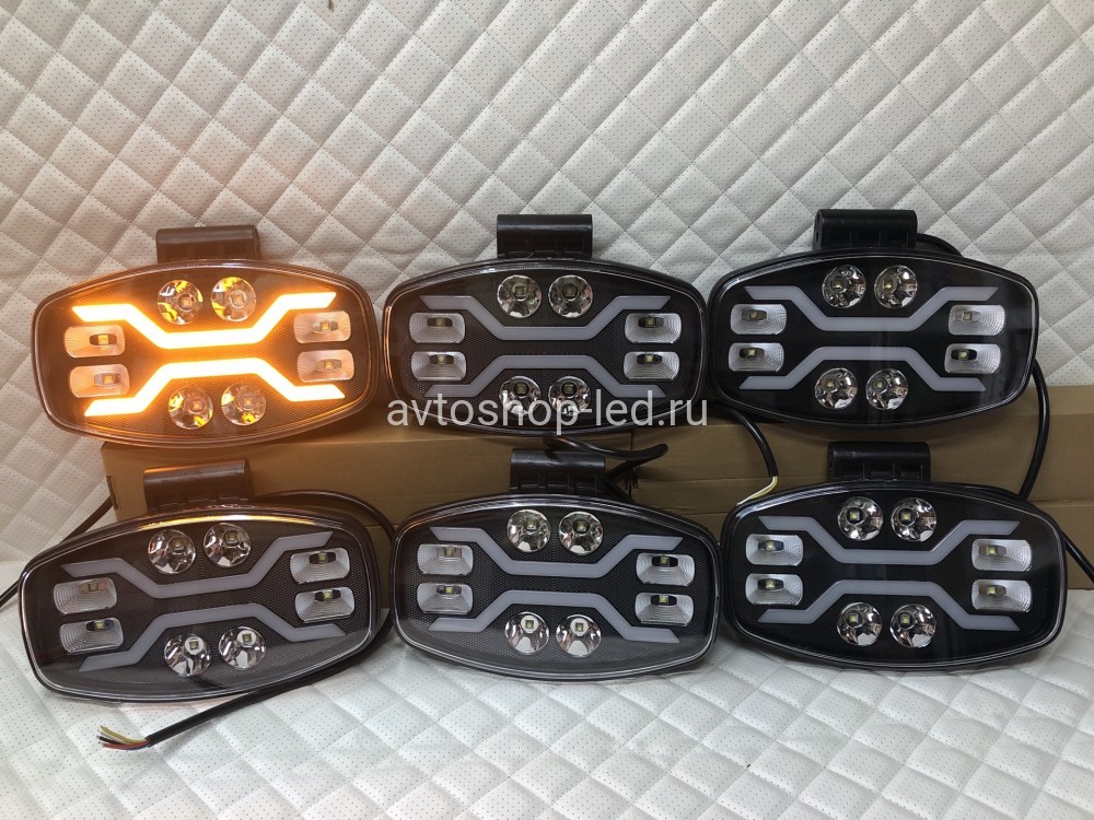 Светодиодные фары led дальнего света с дхо для авто 12/24V 6 шт