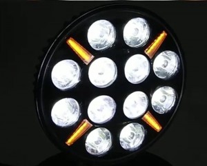 Светодиодная фара led круглая дальнего света с дхо на дуги авто 12/24V.