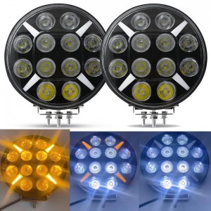 Светодиодные фары led круглые дальнего света с дхо на дуги авто 12/24V 2 шт