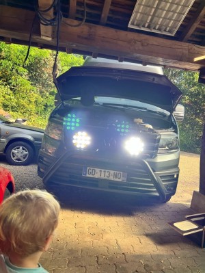 Светодиодные фары led круглые дальнего света с дхо на дуги авто 12/24V 2 шт