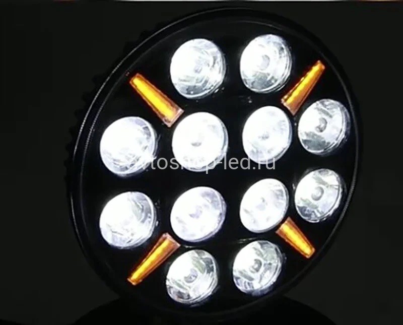 Светодиодные фары led круглые дальнего света с дхо на дуги авто 12/24V 5 шт
