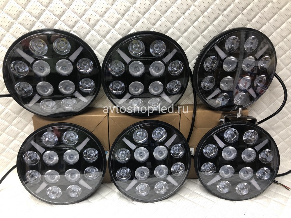 Светодиодные фары led круглые дальнего света с дхо на дуги авто 12/24V 6 шт