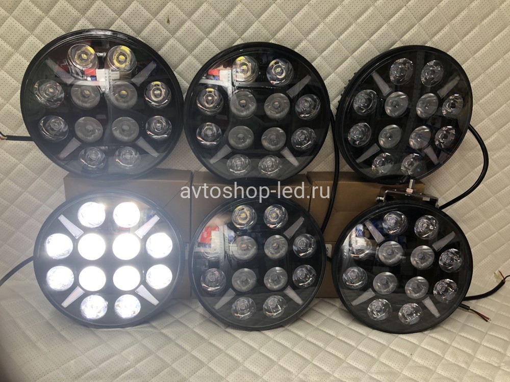 Светодиодные фары led круглые дальнего света с дхо на дуги авто 12/24V 6 шт