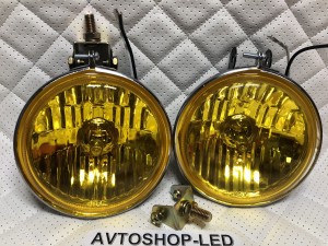 Фары желтые галогеновые ретро 12V H3 55W