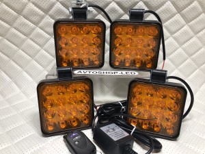 Фары светодиодные желтые 48W с пультом 12/24V
