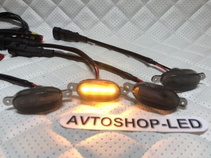 Фонари габаритные Желтые в решетку радиатора 4 LED 12V