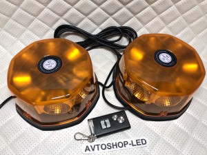 Маяки проблесковые LED Желтые Двойные с пультом 12/24V