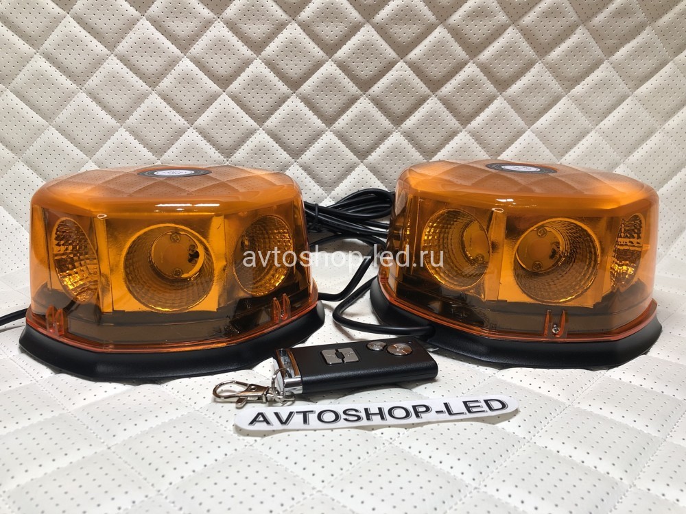 Маяки проблесковые LED Желтые Двойные с пультом 12/24V