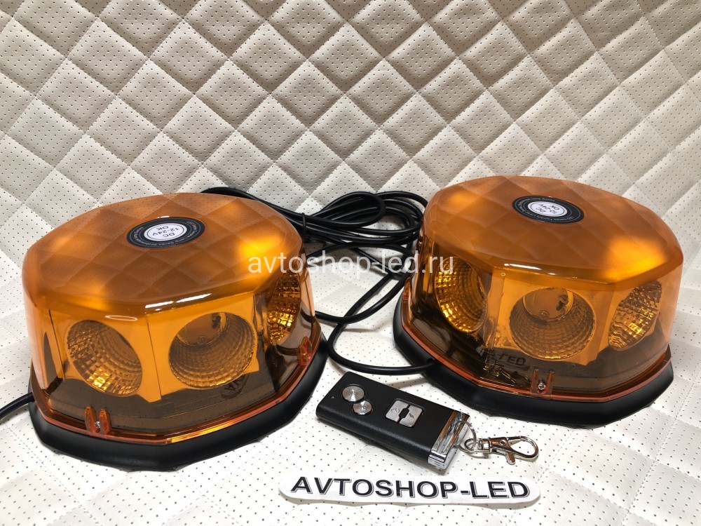 Маяки проблесковые LED Желтые Двойные с пультом 12/24V