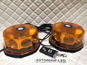 Маяки проблесковые LED Желтые Двойные с пультом 12/24V