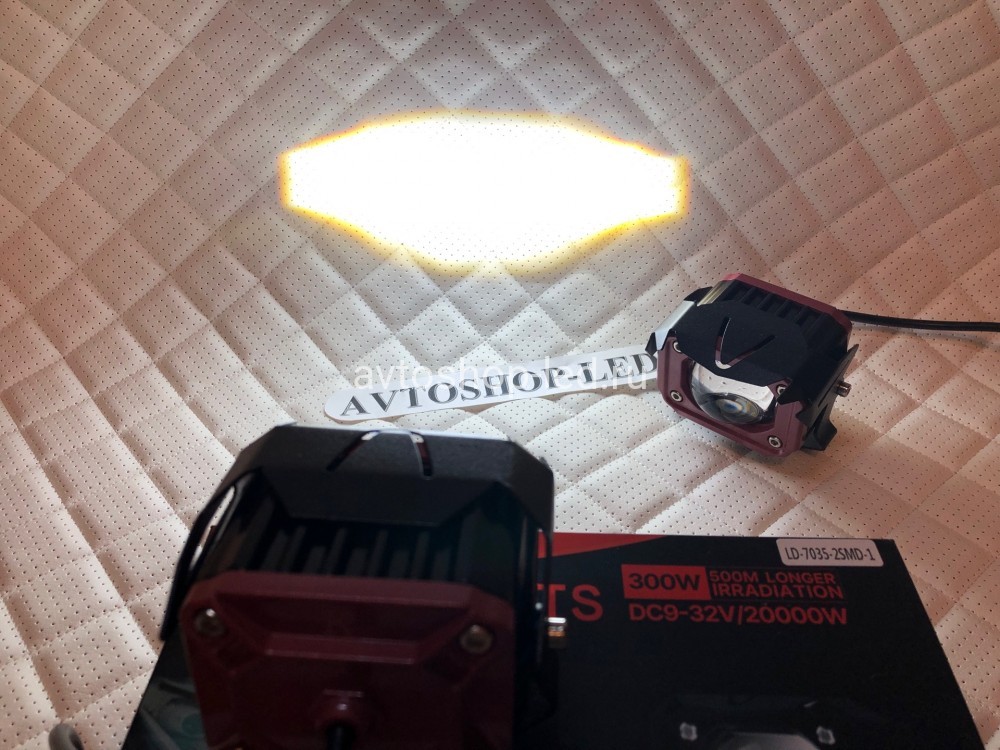 Фары птф lеd мини линзы 30W белый с жёлтым светодиодные