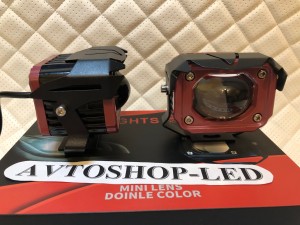 Фары птф lеd мини линзы 30W белый с жёлтым светодиодные