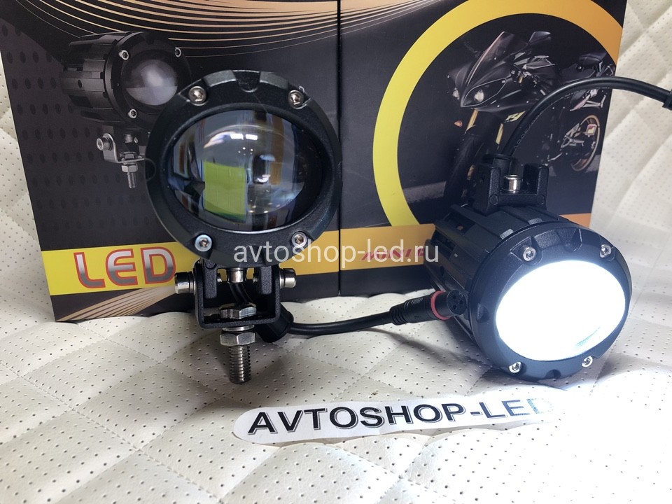 Фары Bi led линзы мото 60W 3000 Lm 12/24V