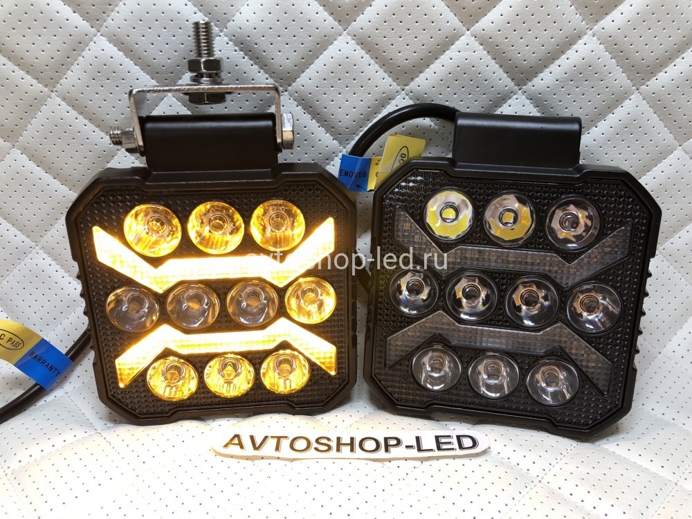Фары LED рабочего света с желтым дхо 50W 12/24V 3 шт