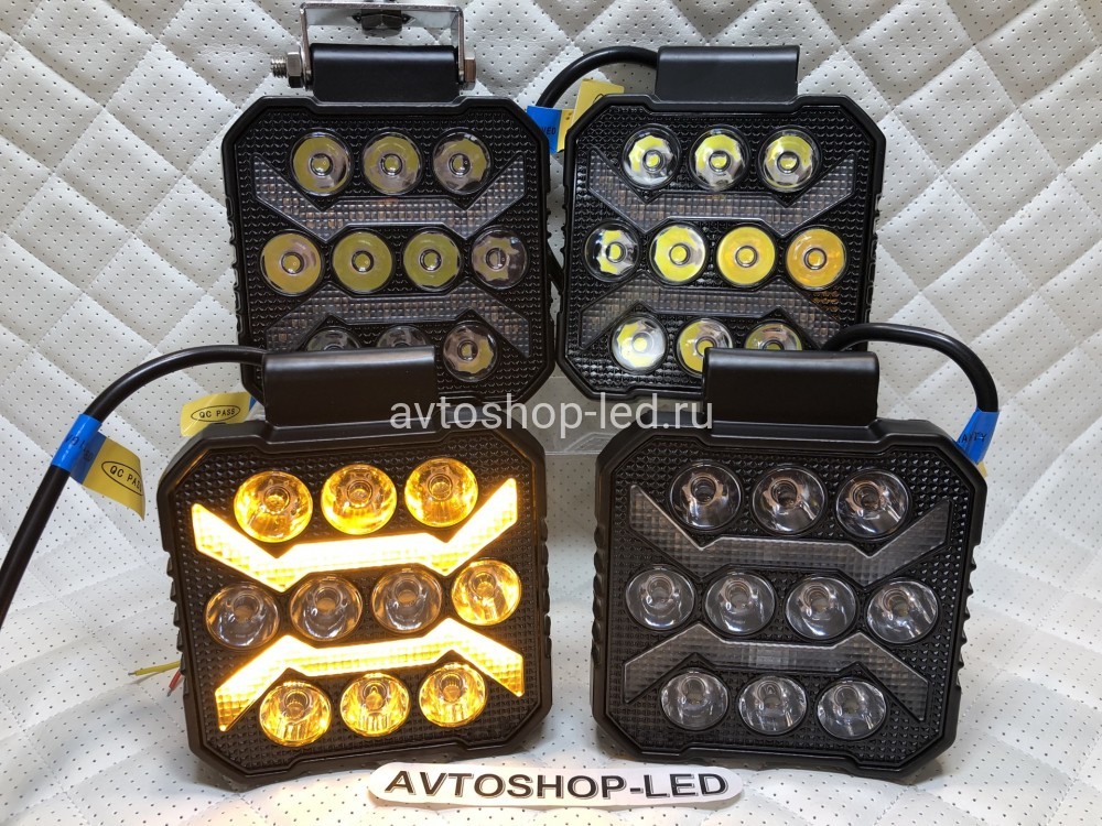 Фары LED рабочего света с желтым дхо 50W 12/24V 4 шт