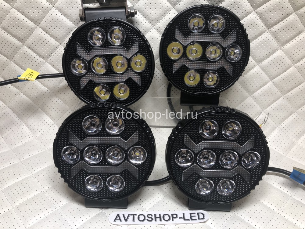 Фары светодиодные с желтым дхо рабочий свет 40W 12/24V 4 шт