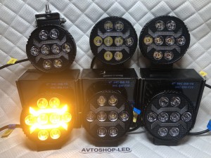 Фары светодиодные с желтым дхо рабочий свет 40W 12/24V 6 шт