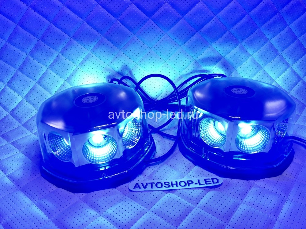 Маяки проблесковые LED Синие Двойные с пультом 12/24V