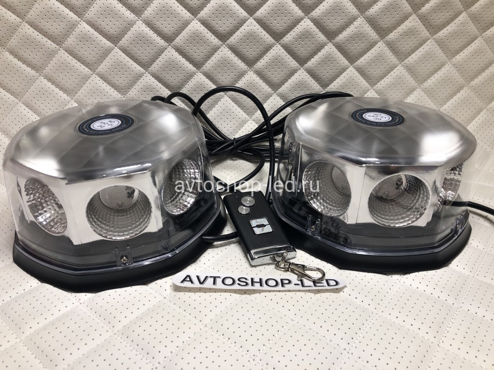 Маяки проблесковые LED Синие Двойные с пультом 12/24V