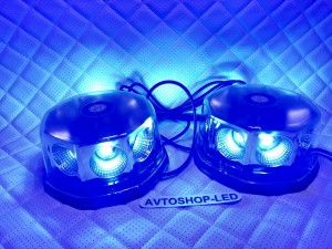 Маяки проблесковые LED Синие Двойные с пультом 12/24V