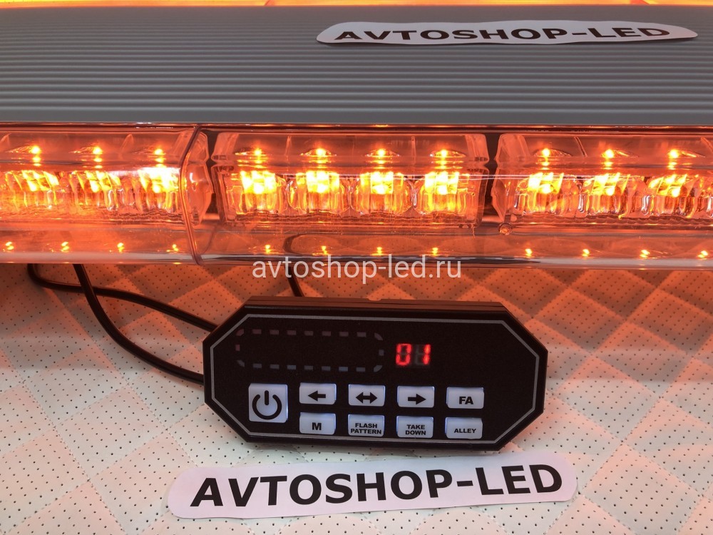 Светодиодная мигалка панель желтая 88LED 10-30V 120 см с цифровым пультом
