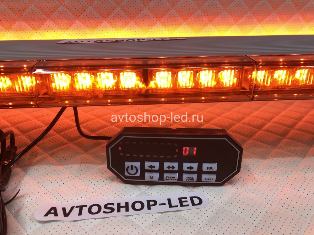 Светодиодная мигалка панель оранжевая 88LED 10-30V 120 см с цифровым пультом