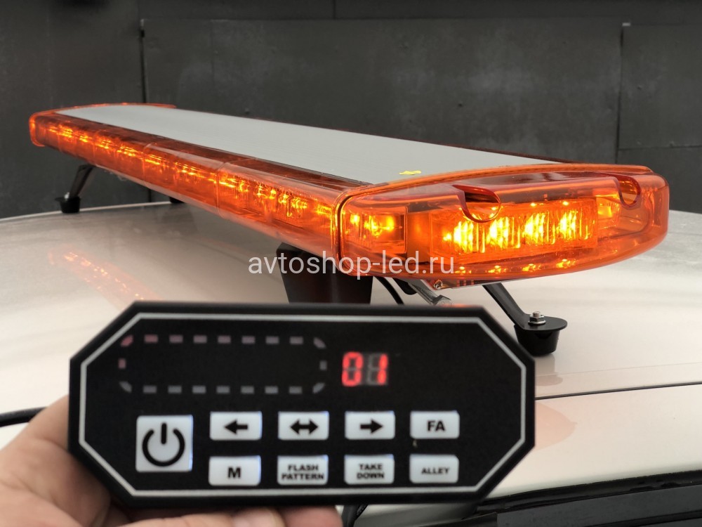 Светодиодная мигалка панель оранжевая 88LED 10-30V 120 см с цифровым пультом