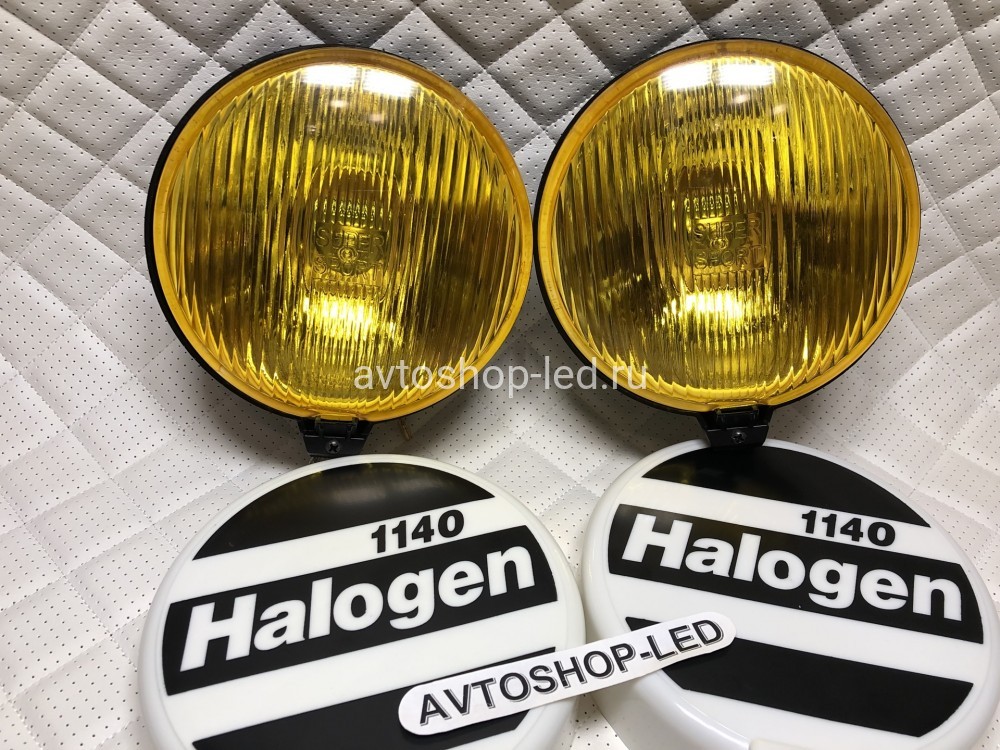 Фары птф круглые Желтые галогеновые с защитными крышками Н3 12V